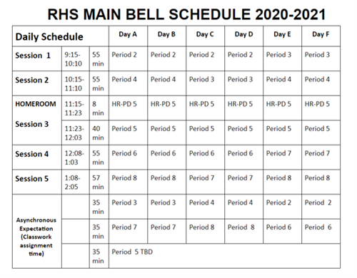 RHS Schedule